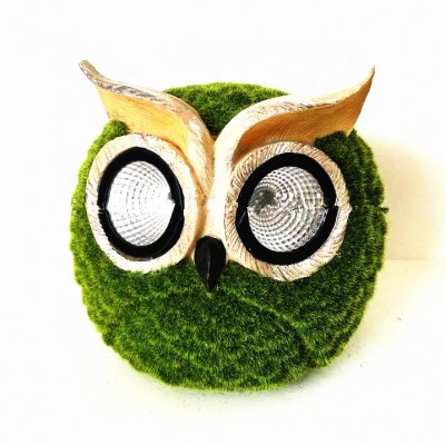 polyresin garden decoration with flocking solar light owl